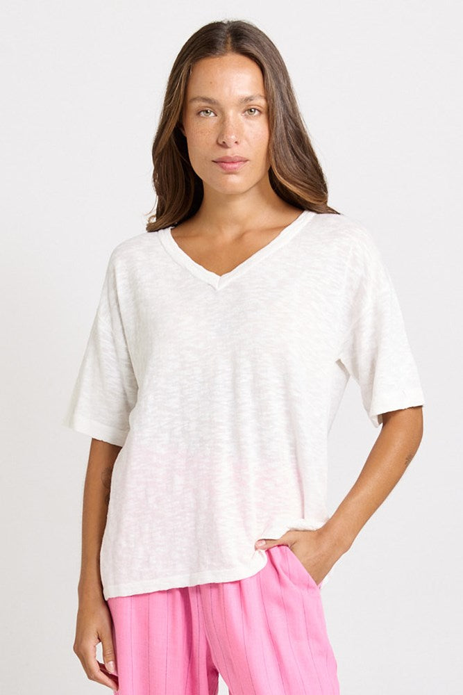 Betty Basics Aries V-Neck Top in White