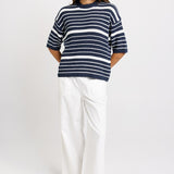 Betty Basics Dylan Knit Tee in Navy/White Stripe - view 2