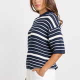 Betty Basics Dylan Knit Tee in Navy/White Stripe - view 3