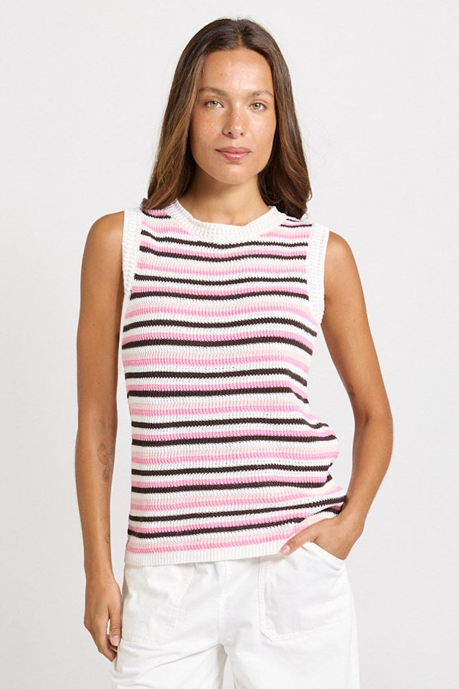 Betty Basics Roni Tank in Chocolate/Pink Combo