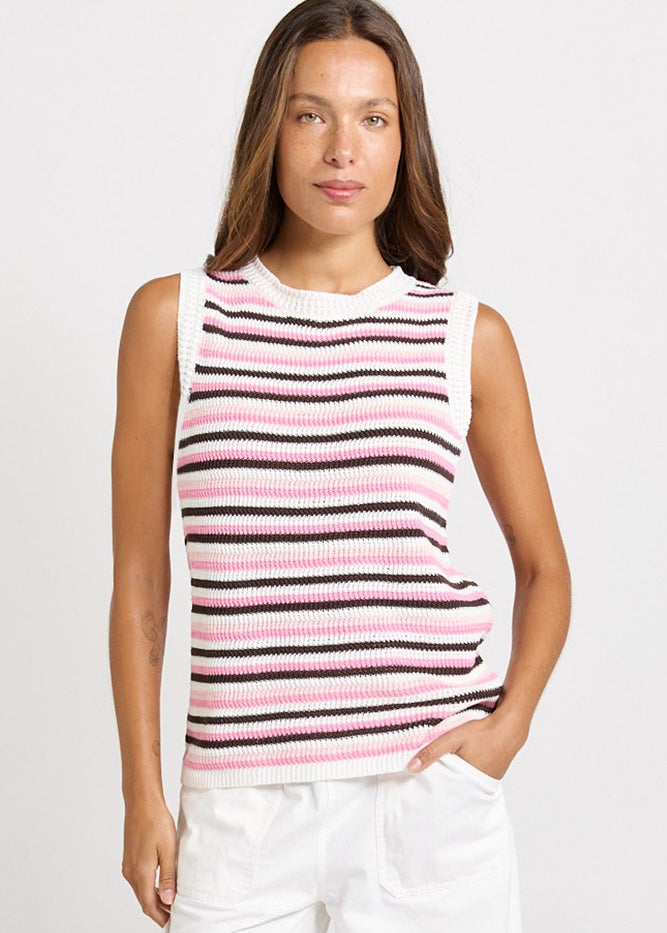 Betty Basics Roni Tank in Chocolate/Pink Combo