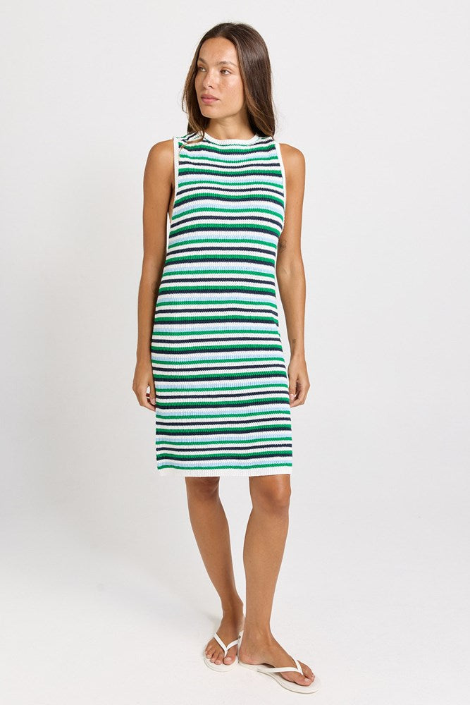 Betty Basics Mandy Tank Dress in Blue/Green Combo - view 2