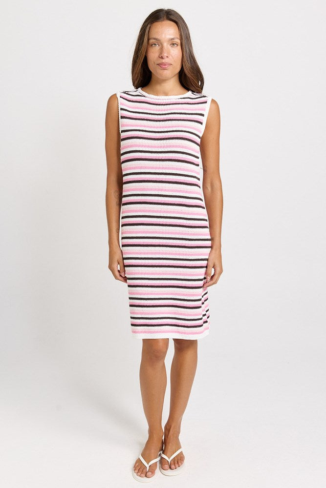 Betty Basics Mandy Tank Dress in Chocolate/Pink Combo