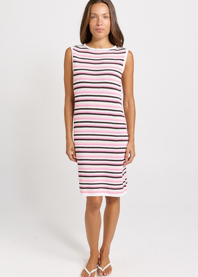 Betty Basics Mandy Tank Dress in Chocolate/Pink Combo
