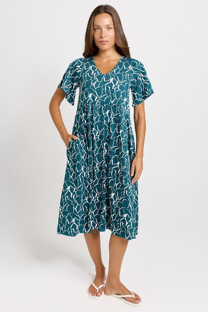 Betty Basics Donna Dress in Teal Petal Print
