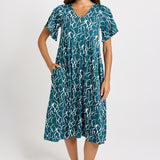 Betty Basics Donna Dress in Teal Petal Print