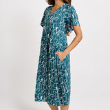 Betty Basics Donna Dress in Teal Petal Print - view 3