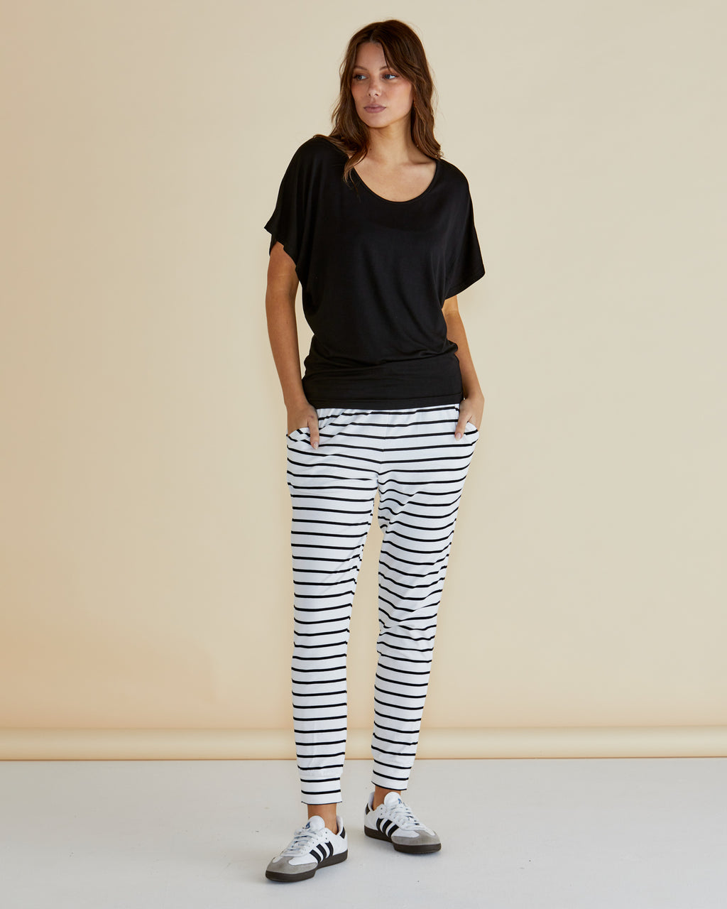 HEIDI PANT - White/Black Stripe