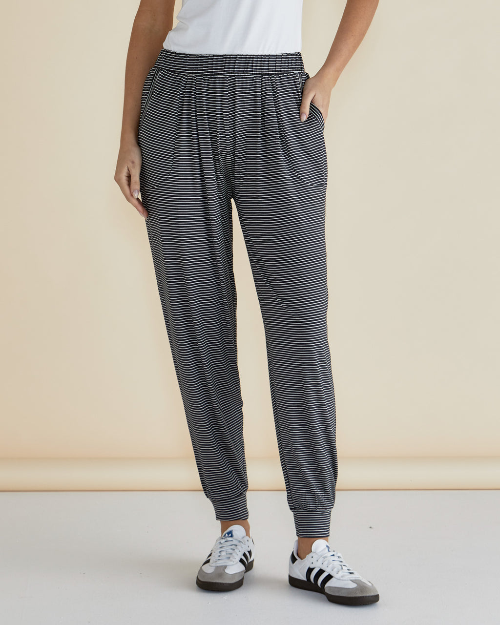 PARIS PANT - Charcoal Stripe