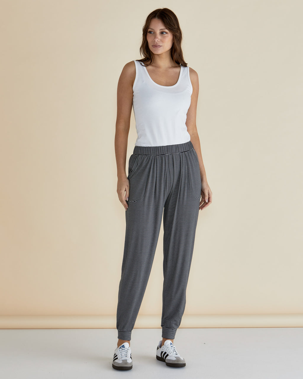 PARIS PANT - Charcoal Stripe