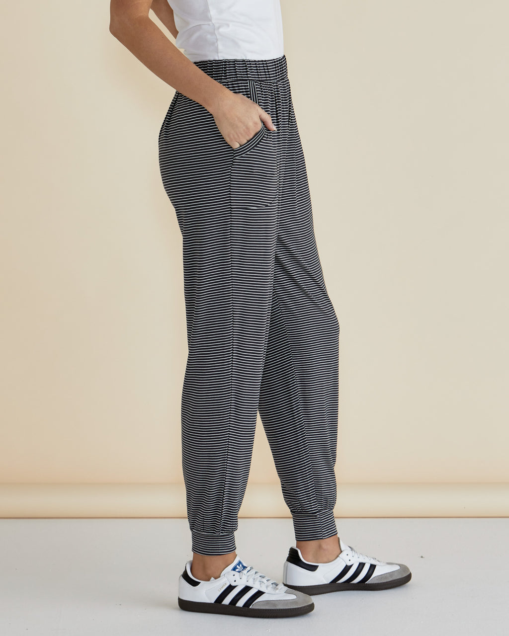 PARIS PANT - Charcoal Stripe