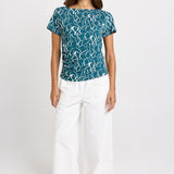 Betty Basics Victoria Viscose Tee in Teal Petal Print - view 2