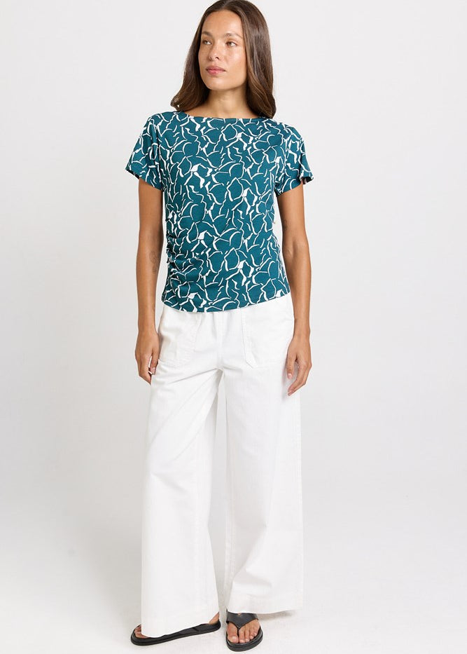 Betty Basics Victoria Viscose Tee in Teal Petal Print - view 2