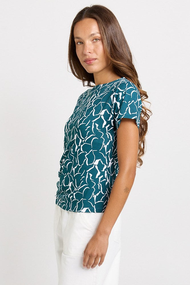 Betty Basics Victoria Viscose Tee in Teal Petal Print - view 3