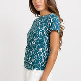 Betty Basics Victoria Viscose Tee in Teal Petal Print - view 3