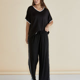 EVELYN WIDE LEG JOGGER - Black