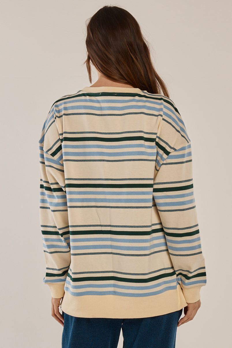 Easy Crew Sweat - Blue/Green Stripe