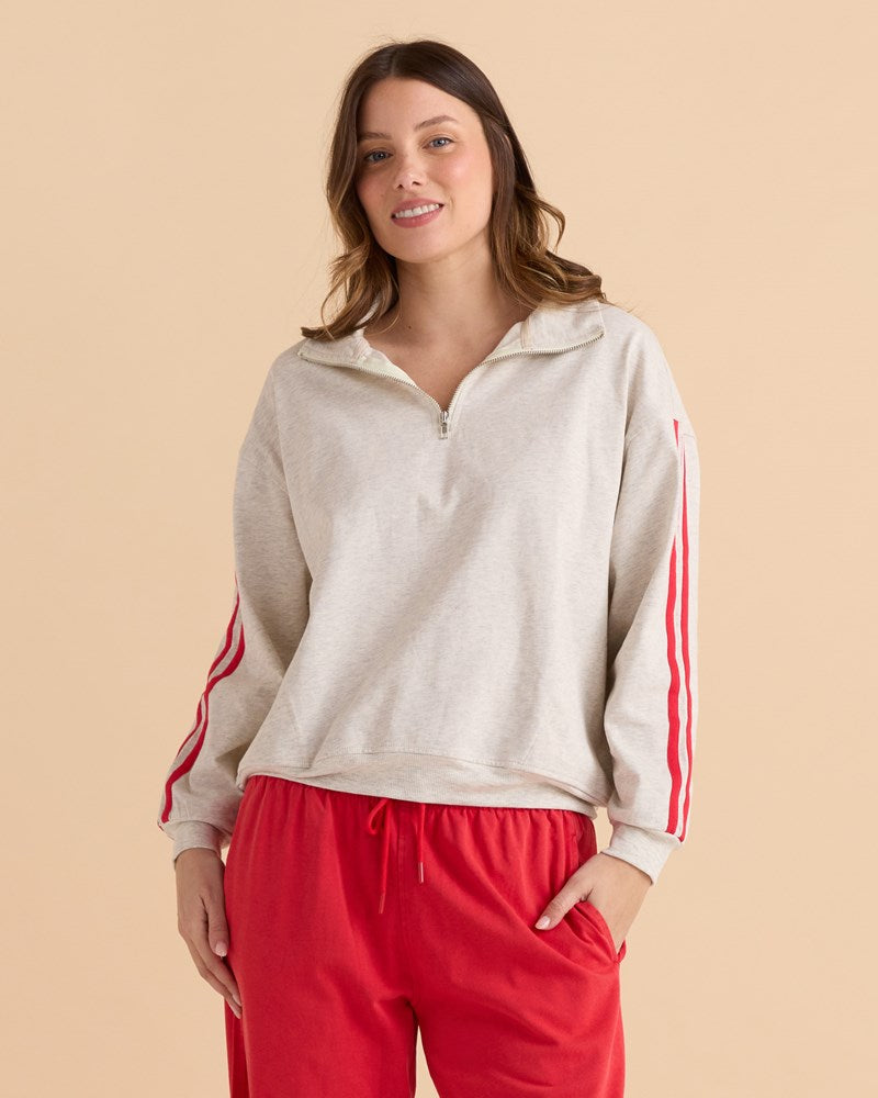 Rocco Quarter Zip Sweatshirt - Grey Marle