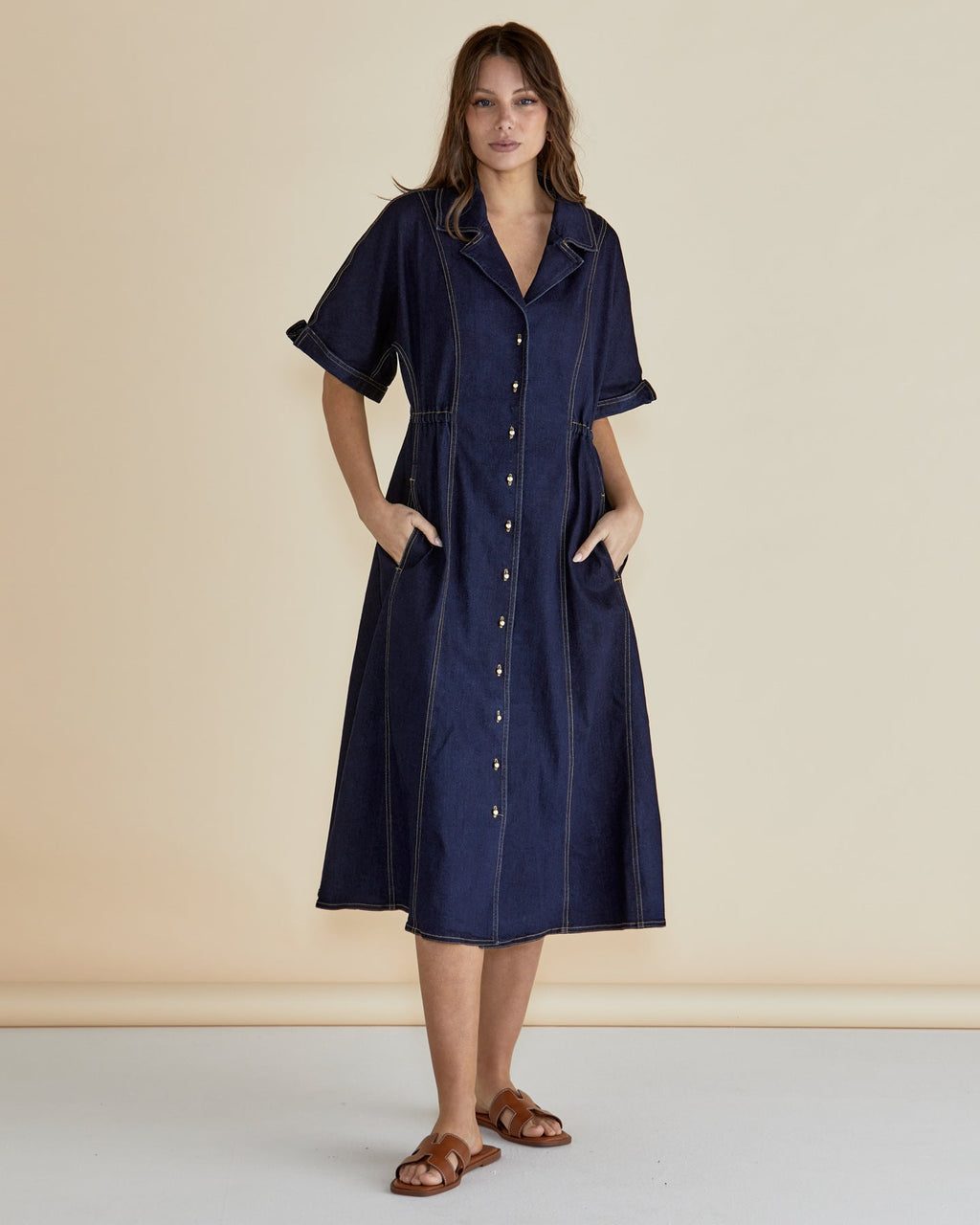 DANA DENIM DRESS - Raw Indigo Blue