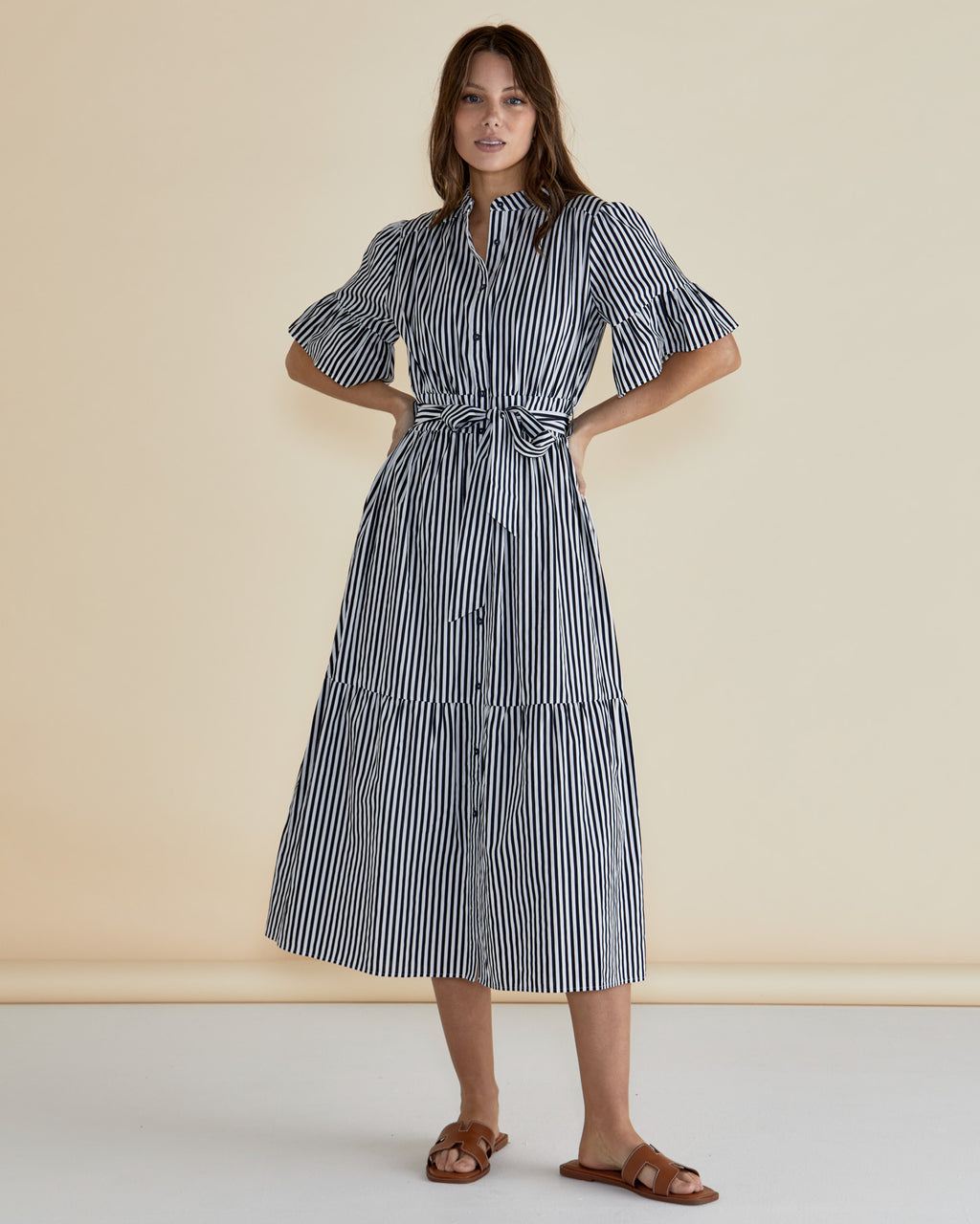 JAMILLA DRESS - Navy Stripe