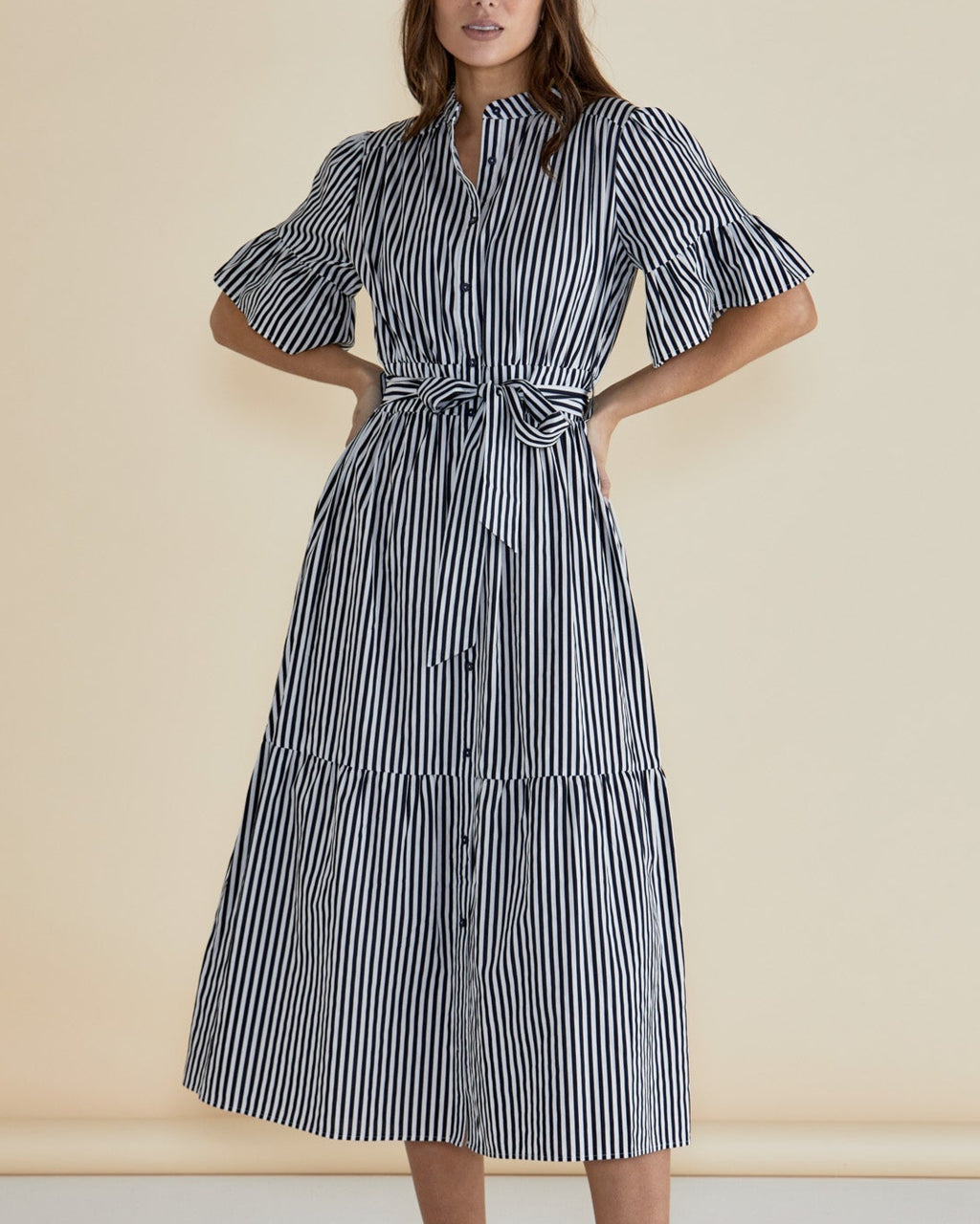 JAMILLA DRESS - Navy Stripe