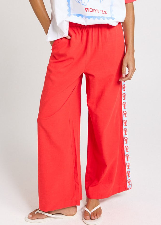 Betty Basics Sable Wide Leg Pant in Red