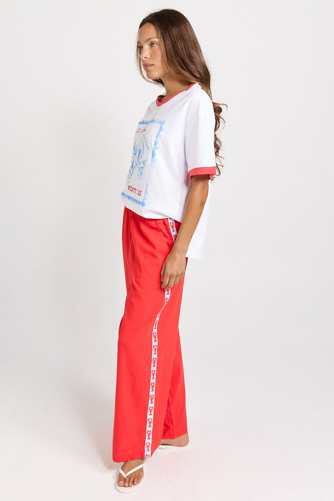 Betty Basics Sable Wide Leg Pant in Red - view 2