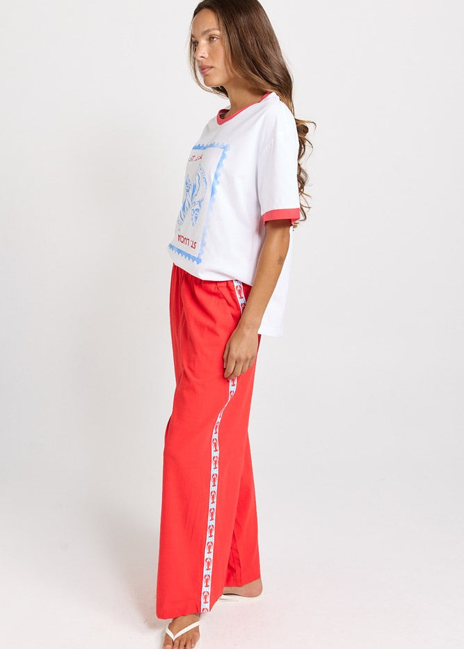 Betty Basics Sable Wide Leg Pant in Red - view 2