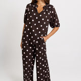 Betty Basics Joanne Blouse in Pink/Choc Polka Dot - view 2