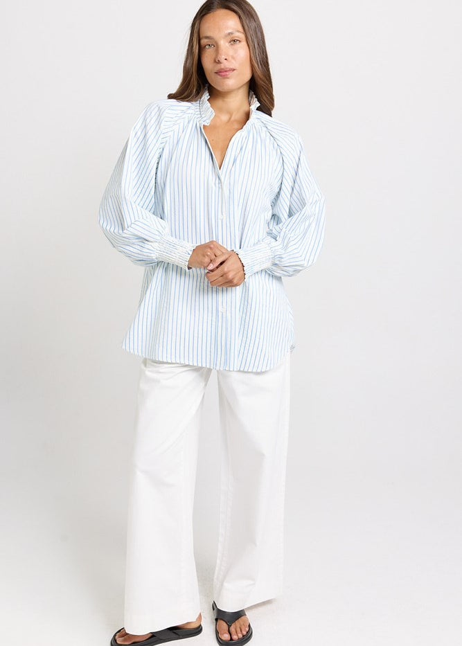 Betty Basics Romi Shirt in Blue Stripe - view 2
