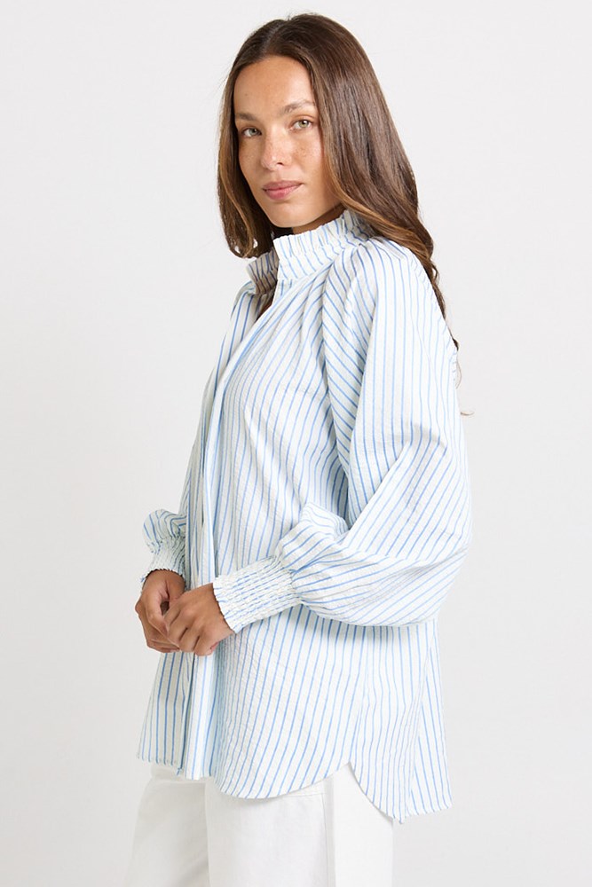Betty Basics Romi Shirt in Blue Stripe - view 3