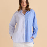 Stevie Shirt - Blue Stripe Contrast