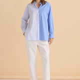 Stevie Shirt - Blue Stripe Contrast