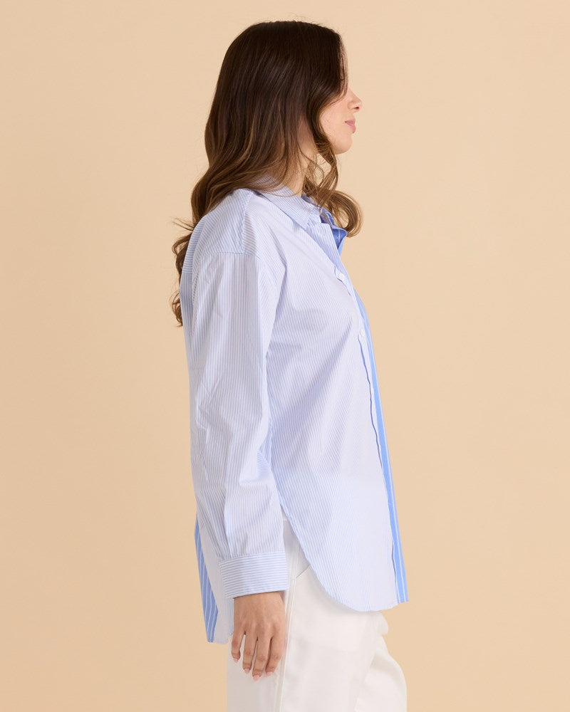 Stevie Shirt - Blue Stripe Contrast