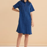 Shift Denim Shirt Dress - Dusty Blue