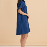 Shift Denim Shirt Dress - Dusty Blue