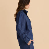 Lucille Lyocell Pleated Shirt - Dark Blue Wash