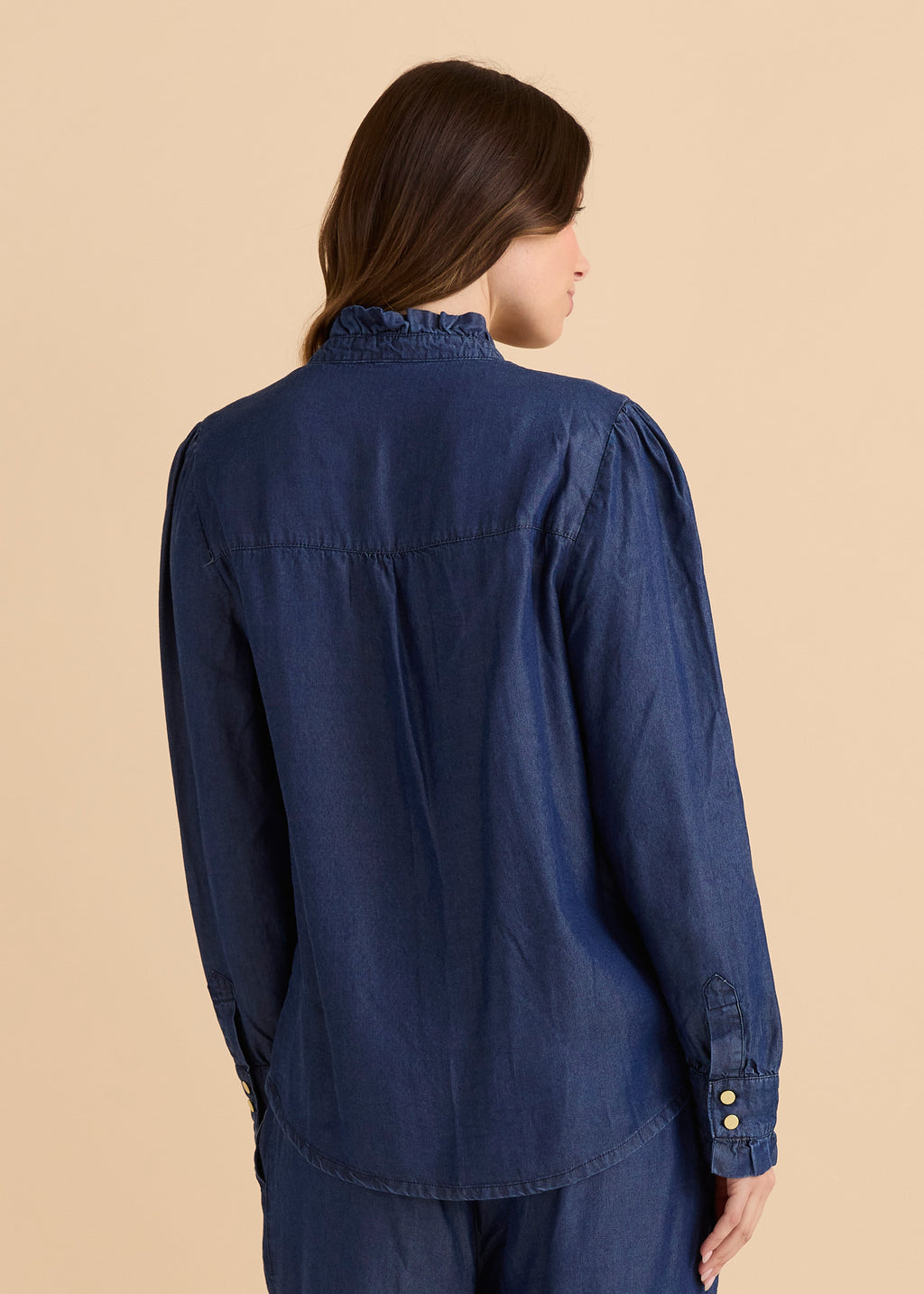 Lucille Lyocell Pleated Shirt - Dark Blue Wash