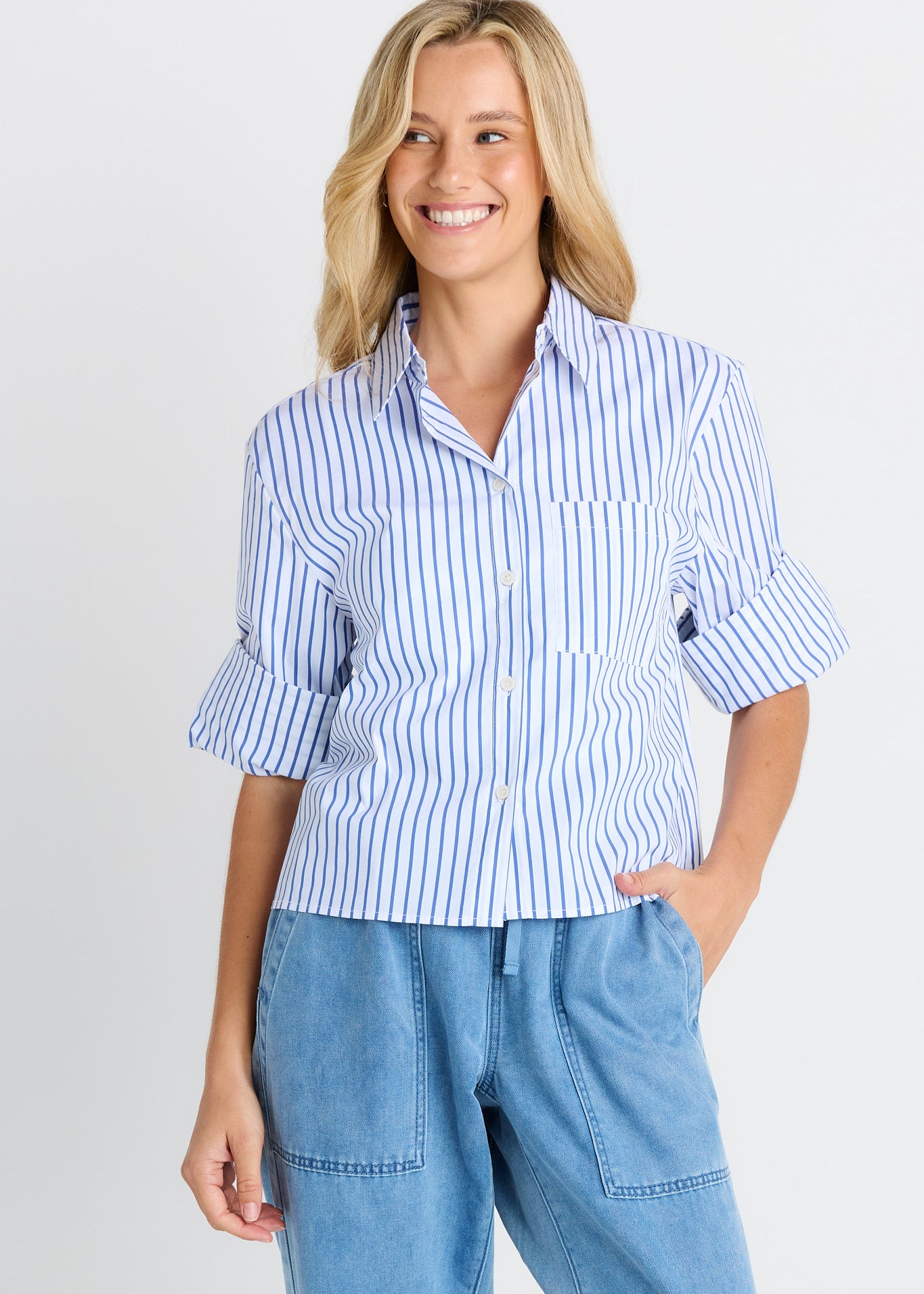 Cropped Poplin Shirt
