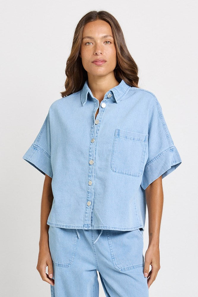 Betty Basics Dawn Denim Shirt in Medium Wash
