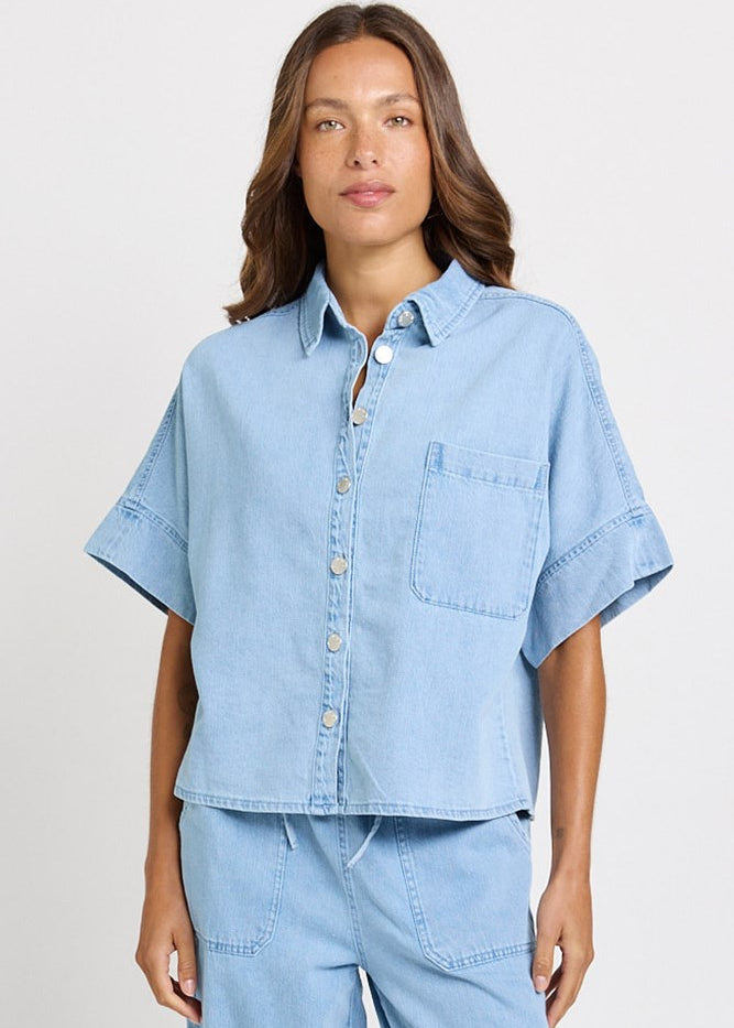 Betty Basics Dawn Denim Shirt in Medium Wash