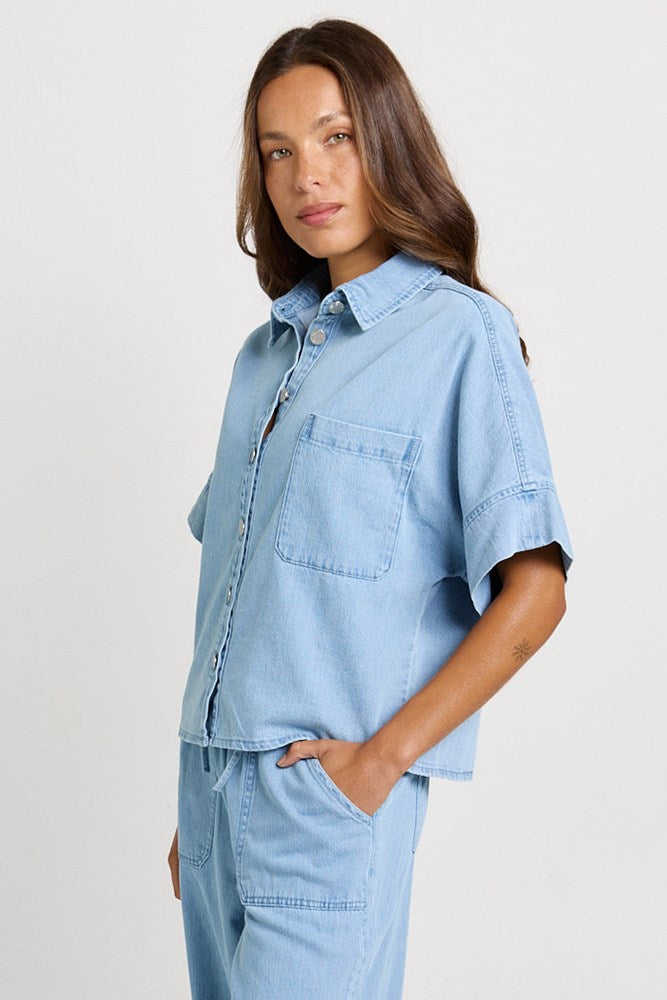 Betty Basics Dawn Denim Shirt in Medium Wash - view 3