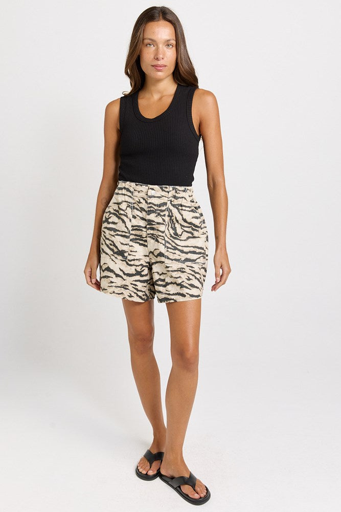 Betty Basics Drew Denim Short in Animal - view 2