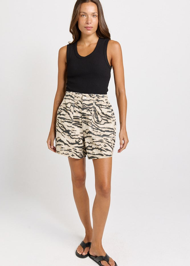 Betty Basics Drew Denim Short in Animal - view 2