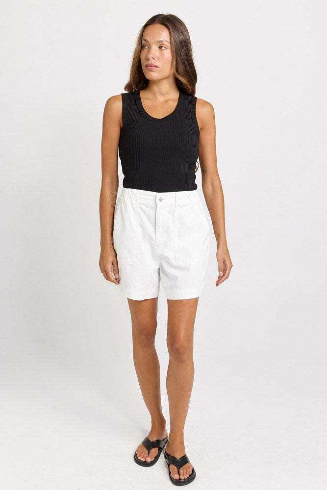 Betty Basics Drew Denim Short in White - view 2