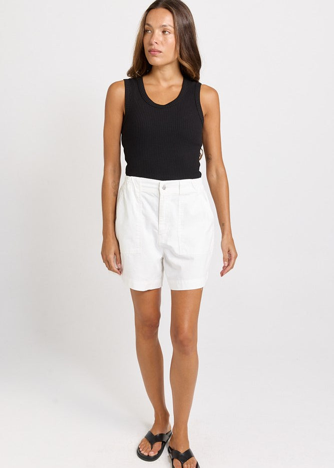 Betty Basics Drew Denim Short in White - view 2