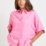 Betty Basics Ophelia Shirt in Pink/Teal Stripe