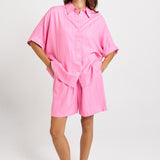 Betty Basics Ophelia Shirt in Pink/Teal Stripe - view 2