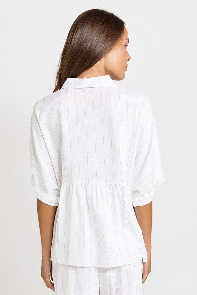 Betty Basics Ophelia Shirt in White/Black Stripe - view 3