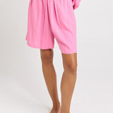 Betty Basics Palm Relax Shorts in Pink/Teal Stripe